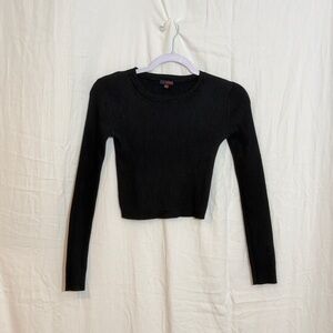 Vintage Y2K BONGO Black Ribbed Long Sleeve Crop Top Women’s Small Stretch Knit